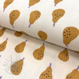 Dubbelgasväv/muslin Pears ochre by JENNIFER BOURON ORGANIC