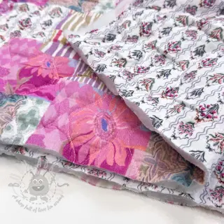 Dubbelgasväv/muslin STEPPED Flowers light pink digital print