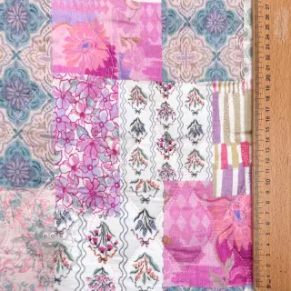 Dubbelgasväv/muslin STEPPED Flowers light pink digital print