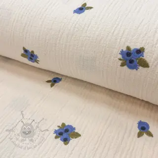 Dubbelgasväv/muslin EMBROIDERY STRIPED Fruit natural