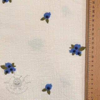 Dubbelgasväv/muslin EMBROIDERY STRIPED Fruit natural