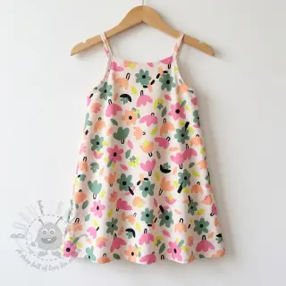 Bomullstyg Flowers natural/green by JENNIFER BOURON ORGANIC
