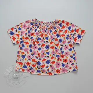 Bomullstyg Flowers natural/blue by JENNIFER BOURON ORGANIC