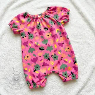 Bomullstyg Flowers pink by JENNIFER BOURON ORGANIC