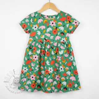 Bomullstyg Flowers green by JENNIFER BOURON ORGANIC