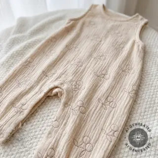 Dubbelgasväv/muslin STEPPED Cherries natural
