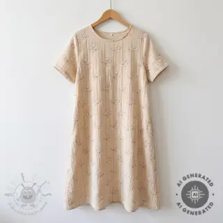 Dubbelgasväv/muslin STEPPED Cherries natural