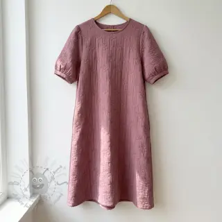 Dubbelgasväv/muslin STEPPED Cherries mauve