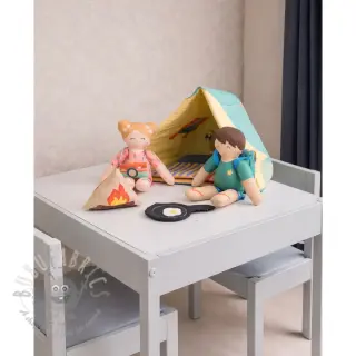 Bomullstyg Lets go camping PANEL digital print