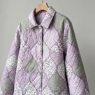 Bavlnená látka Flowers patchwork lilac