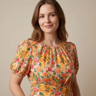 Viskóza RAYON POPLIN Printed Rosie design C
