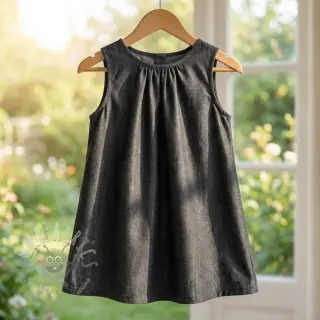 Bomullstyg JEANS Chambre black