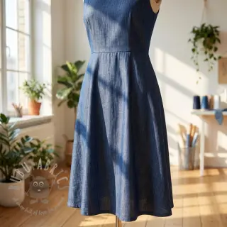 Bomullstyg JEANS Chambre dark blue