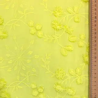Bavlnená látka EMBROIDERY Catchy leaves lime