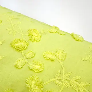 Bavlnená látka EMBROIDERY Catchy leaves lime