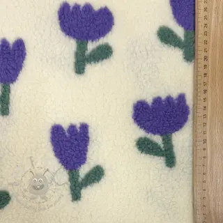 Kappmaterial TEDDY JACQUARD Tulips off white