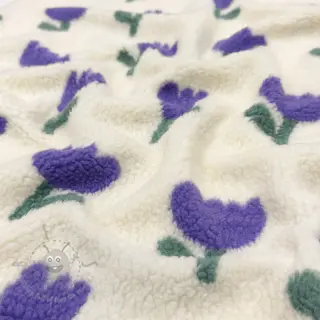 Kappmaterial TEDDY JACQUARD Tulips off white