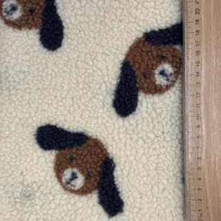 Kappmaterial TEDDY JACQUARD Dogs brown