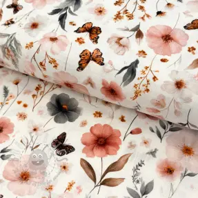 Viskos med lin Flower sea design D