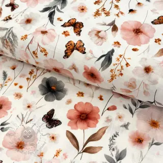 Viskos med lin Flower sea design D
