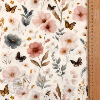 Viskos med lin Flower sea design D