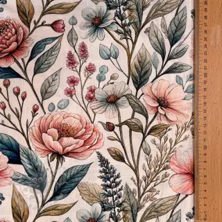 Viskos med lin Floral design D