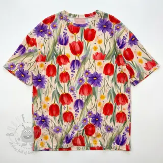 Jersey VISCOSE LYCRA HEAVY Tulips design Och