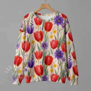 Jersey VISCOSE LYCRA HEAVY Tulips design Och
