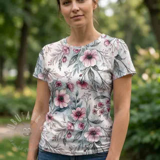 Jersey VISCOSE LYCRA HEAVY Classic flowers design D