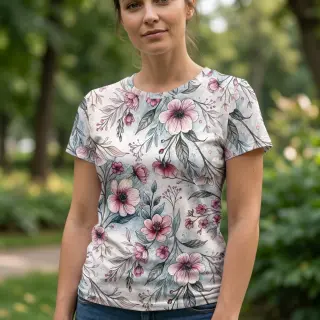 Úplet VISCOSE LYCRA HEAVY Classic flowers design D
