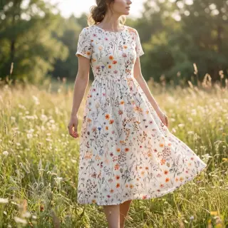 Viskos med lin Flower sea design B