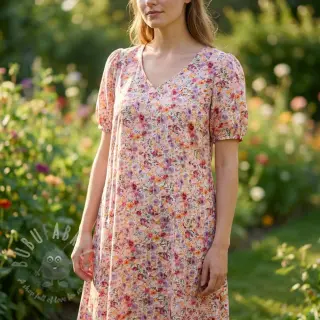 Viskos med lin Floral design C