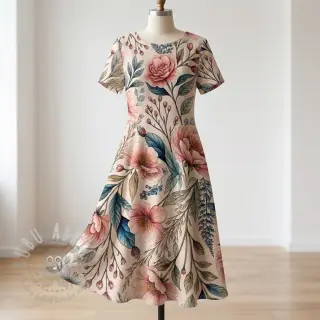 Viskos med lin Floral design D