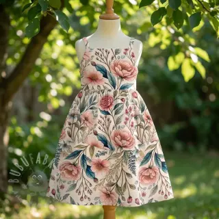 Viskos med lin Floral design D