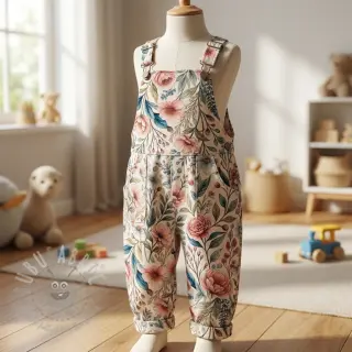 Viskos med lin Floral design D