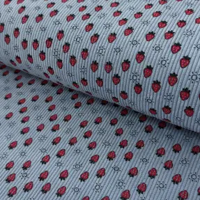 Menčester STRETCH Little strawberries old blue