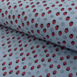 Menčester STRETCH Little strawberries old blue