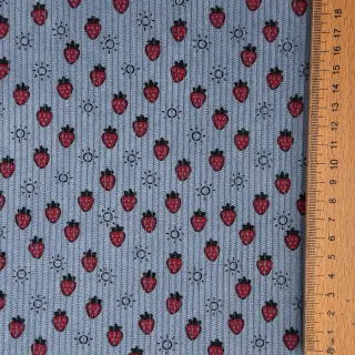 Menčester STRETCH Little strawberries old blue