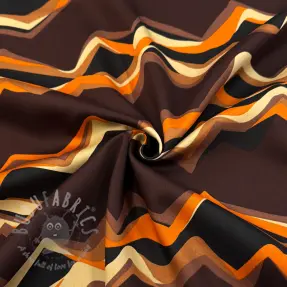 Bomullstyg SATIN Abstract waves dark brown