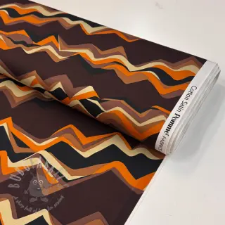 Bomullstyg SATIN Abstract waves dark brown