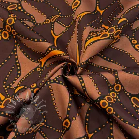 Bomullstyg SATIN Abstract dark brown
