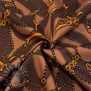 Bomullstyg SATIN Abstract dark brown