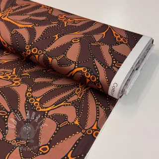 Bomullstyg SATIN Abstract dark brown