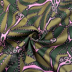 Bomullstyg SATIN Abstract dark green