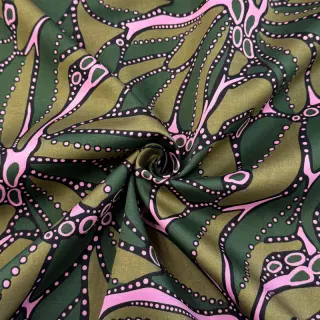 Bavlnená látka SATIN Abstract dark green