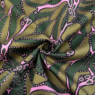 Bomullstyg SATIN Abstract dark green
