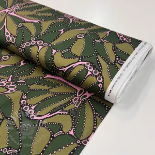 Bomullstyg SATIN Abstract dark green