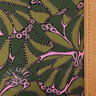 Bomullstyg SATIN Abstract dark green