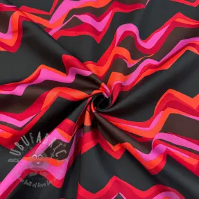 Bomullstyg SATIN Abstract waves dark red