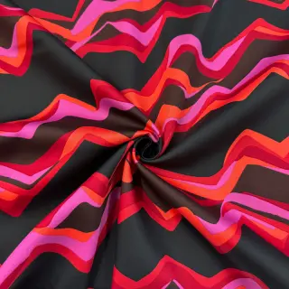 Bavlnená látka SATIN Abstract waves dark red